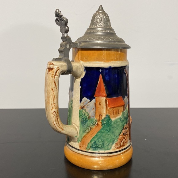 Authentic vintage German beer stein with lid ceramic - Picture 4 of 7